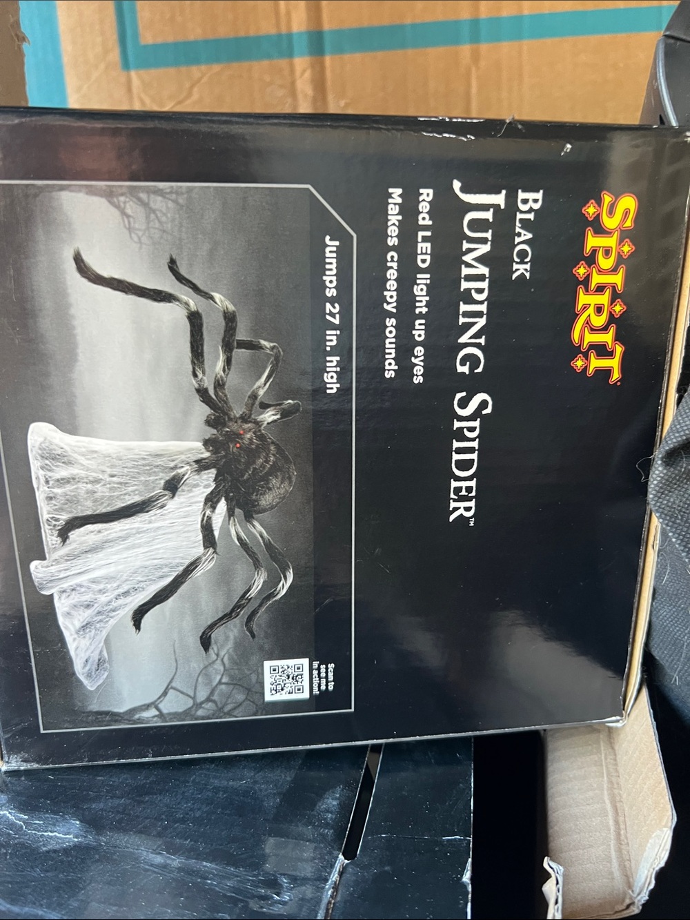 Spirit Black Jumping Spider Decoration with Red LED Eyes